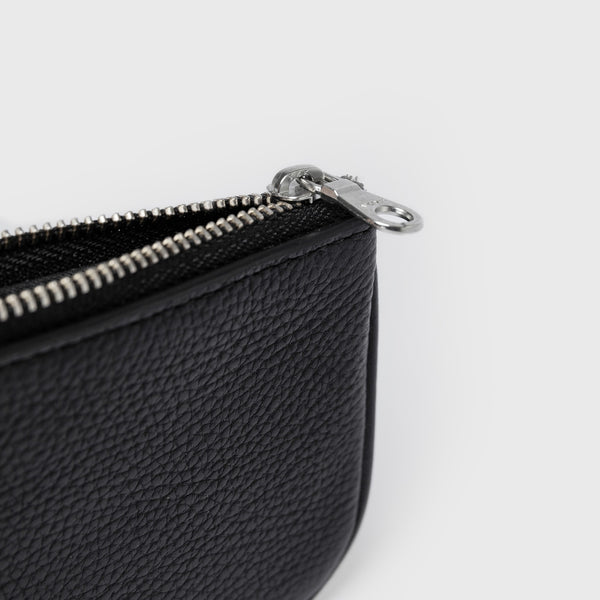 SANDQVIST LEATHER ZIP WALLET PIPING Black