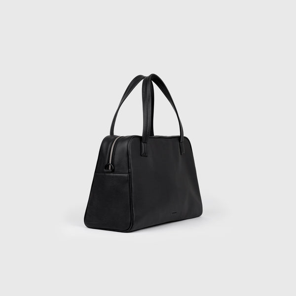 SANDQVIST LEATHER BOWLING BAG Black